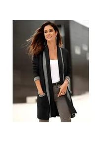 Shirtjacke Inspirationen "Shirtjacke", Damen, Gr. 46, grau (schwarz, grau, meliert), 80% Baumwolle, 20% Polyester, gemustert, mehrfarbig, V-Ausschnitt, Shirts Shirtjacke