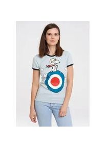 T-Shirt logoshirt "Peanuts - Snoopy", Damen, Gr. XXL, blau (hellblau, dunkelblau), 100% Baumwolle, unifarben, normal, Rundhals, Shirts T-Shirt, mit lizenziertem Print