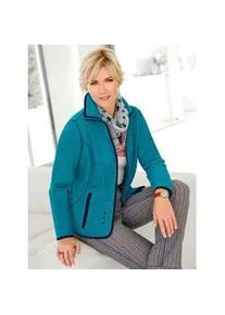 Fleecejacke Casual Looks, Damen, Gr. 54, blau (petrol), 100% Polyester, gemustert, unifarben, Jacken Fleecejacke