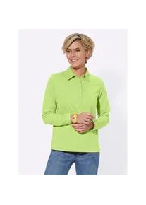 Langarm-Poloshirt Casual Looks "Poloshirt", Damen, Gr. 46, gr&uuml;n (pistazie), 100% Baumwolle, Webstoff:100% Baumwolle, unifarben, ohne Ausschnitt, Shirts