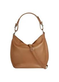 Shopper Samantha Look, Damen, Gr. B/H/T: 36cm x 30cm x 10cm onesize, braun (cognac), Leder, leicht gl&auml;nzend, unifarben, Taschen Shopper, echt Leder, Made in Italy