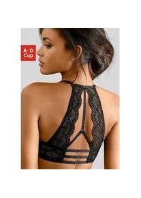 Push-up-BH Lascana "Sienna", Damen, Gr. 70, Cup D, schwarz, Spitze, Obermaterial: 60% Polyamid, 35% Polyester, 5% Elasthan, BHs Push-up-BH, mit dekorativem Spitzenr&uuml;cken, sexy Dessous