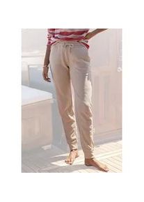 H.I.S. Relaxhose H.I.S, Damen, Gr. 44/46, N-Gr, braun (nougat), Interlock, Obermaterial: 60% Baumwolle, 40% Polyester, unifarben, Basic, bequem lang, Hosen Relaxhose, im maritimen Stil, Loungeanzug