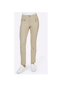 Stretch-Hose Heine, Damen, Gr. 40, Normalgr&ouml;&szlig;en, beige (sand), 48% Baumwolle, 45% Polyester, 7% Elasthan, Miedereinsatz:15% Elasthan, 85% Polyamid, unifarben, lang, Hosen