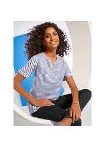 Kurzarmshirt Classic Basics "Shirt", Damen, Gr. 42, blau (marine, geringelt), 100% Baumwolle, gemustert, mehrfarbig, Rundhals, Shirts