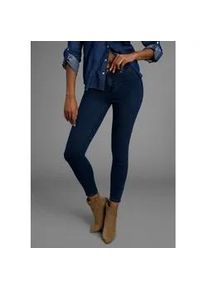 Skinny-fit-Jeans Arizona "Ultra Stretch", Damen, Gr. 40, N-Gr, blau (dunkelblau us), Jeans, Obermaterial: 63% Baumwolle, 32% Polyester, 5% Elasthan, skinny fit kn&ouml;chellang, Jeans, extra-eng geschnittene Beinform, modische Used-Waschung, Topseller