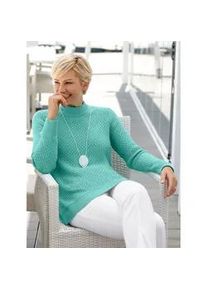 Stehkragenpullover Classic Basics "Pullover", Damen, Gr. 38, blau (t&uuml;rkis), 100% Polyacryl, unifarben, Pullover Stehkragenpullover