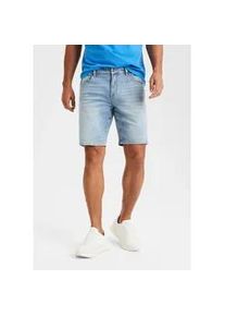 Jeansshorts Buffalo "5-Pocket Shorts", Herren, Gr. 33, N-Gr, blau (light blau), Jeans, Obermaterial: 98% Baumwolle, 2% Elasthan, Destroyed-Effekte, regular fit kurz, Jeans Jeansshorts, mit normaler Bundh&ouml;he, kurze Hose aus elastischer Denim-Qualit&auml;t