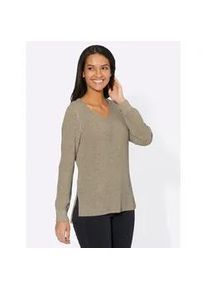 Strickpullover Casual Looks "Pullover", Damen, Gr. 42, beige (champagner, meliert), 50% Baumwolle, 50% Polyacryl, meliert, unifarben, Pullover Strickpullover