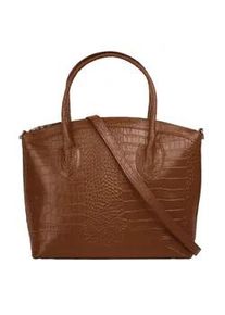 Henkeltasche CLUTY, Damen, Gr. B/H/T: 32cm x 27cm x 5cm onesize, braun (cognac), Leder, Taschen, echt Leder, Made in Italy