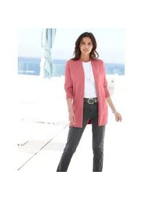 Longstrickjacke Casual Looks, Damen, Gr. 52, lila (erika), 100% Baumwolle, unifarben, Strickjacken Longstrickjacke