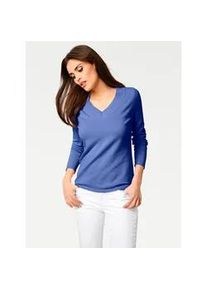 Strickpullover "V-Pullover", Damen, Gr. 48, blau (royalblau), 100% Baumwolle, Rick Cardona BY HEINE, unifarben, Pullover Strickpullover