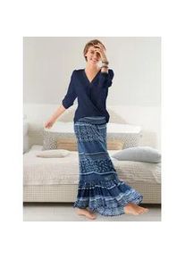 Longbluse Ambria, Damen, Gr. 46, blau, 100% Polyester, unifarben, V-Ausschnitt, Blusen Longbluse