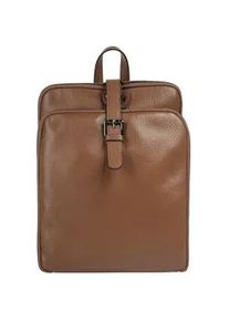 Cityrucksack CLUTY, Damen, Gr. B/H/T: 32cm x 25cm x 8cm, onesize, braun (cognac), Leder, Rindsleder, Rucks&auml;cke Cityrucksack, echt Leder, Made in Italy