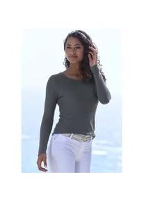 Langarmshirt Lascana "in modischer Piqu&eacute;-Optik", Damen, Gr. 36/38, blau (navy), Piqu&eacute;, Obermaterial: 69% Polyester (REPREVE), 28% Viskose, 3% Elasthan, unifarben, Basic, Basic schmal, Rundhals, Shirts Langarmshirt, aus weicher Qualit&auml;t mit Viskose