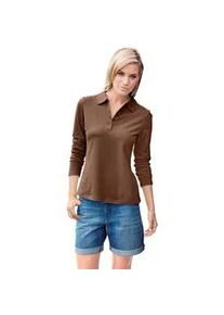 Poloshirt Heine "Poloshirt", Damen, Gr. 42, braun, 95% Baumwolle, 5% Elasthan, unifarben, Shirts