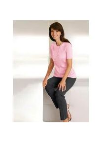 Classic Dog Kurzarmpullover CLASSIC "Pullover", Damen, Gr. 54, rosa (ros&eacute;), 65% Viskose, 35% Baumwolle, unifarben, figurumspielend, Pullover