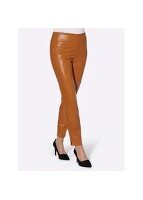 Lederimitathose Lady, Damen, Gr. 54, Normalgr&ouml;&szlig;en, braun (cognac), 100% Polyurethan, Innenseite:100% Polyester, unifarben, lang, Hosen