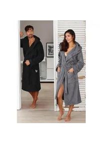 Unisex-Bademantel Bruno Banani "Robby, ideal f&uuml;r Sauna & Spa, Standardl&auml;nge & &Uuml;berl&auml;nge" Gr. XXXL, schwarz, L:125cm, Walkfrottee, Hausm&auml;ntel, Damen & Herren Badem&auml;ntel, Baumwolle, mit Taschen, Sauna, XS-3XL