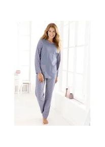 Schlafanzug, Damen, Gr. 40/42, lila (lila, bedruckt), 100% Baumwolle, Homewear-Sets Schlafanzug