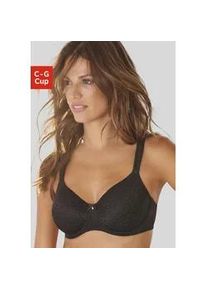 Minimizer-BH Lascana, Damen, Gr. 105, Cup F, schwarz, Spitze, Obermaterial: 88% Polyamid, 12% Elasthan, BHs Minimizer-BH, mit B&uuml;gel aus schimmernder Jaquardspitze