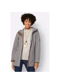 Fleecejacke Casual Looks, Damen, Gr. 40, grau (steingrau, meliert), 100% Polyester, meliert, unifarben, Jacken Fleecejacke