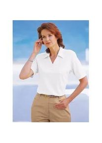 Poloshirt Classic Basics "Shirt", Damen, Gr. 54, wei&szlig;, 60% Baumwolle, 40% Polyester, unifarben, V-Ausschnitt, Shirts