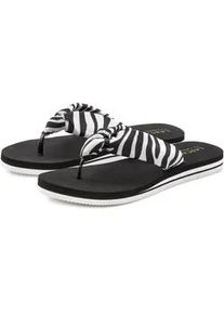 Badezehentrenner Lascana "Sandale, Badeschuh, Pantolette, Badelatsche, Flip Flop", Damen, Gr. 41, schwarz-wei&szlig; (schwarz, wei&szlig;), Obermaterial: 100% Textilmaterial. Decksohle: 100% Synthetik. Futter: 100% Textilmaterial. Laufsohle: 100% Synthetik, gemustert, Schuhe, Zehentrenner, Badeschuh ultraleicht mit softem Band VEGAN