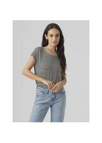 V&eacute;ro Moda Rundhalsshirt VERO MODA "VMAVA PLAIN SS TOP STRIPE GA JRS NOOS", Damen, Gr. M, schwarz (schwarz stripes), Jersey, Obermaterial: 95% Lyocell (TENCELTM), 5% Elasthan, gestreift, normal, Rundhals, Shirts Rundhalsshirt, Materialmix, regular fit