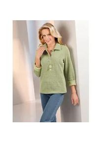 Langarm-Poloshirt Classic Basics "Shirt", Damen, Gr. 48, gr&uuml;n (schilf, meliert), 75% Polyester, 25% Baumwolle, unifarben, ohne Ausschnitt, Shirts