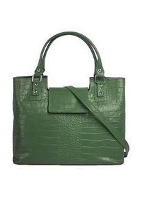 Henkeltasche CLUTY, Damen, Gr. B/H/T: 30cm x 20cm x 6cm onesize, gr&uuml;n, Leder, Reptilienpr&auml;gung, Taschen, echt Leder, Made in Italy