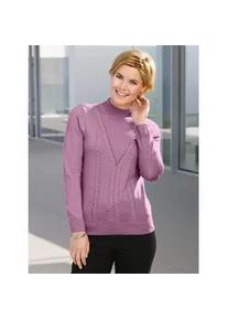 Stehkragenpullover Casual Looks "Pullover", Damen, Gr. 50, lila (orchidee), 100% Polyacryl, unifarben, figurumspielend, Pullover Stehkragenpullover
