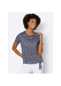 Kurzarmshirt Casual Looks "Shirt", Damen, Gr. 50, blau (marine, bedruckt), 65% Polyester, 35% Viskose, gemustert, gestreift, mehrfarbig, Rundhals, Shirts