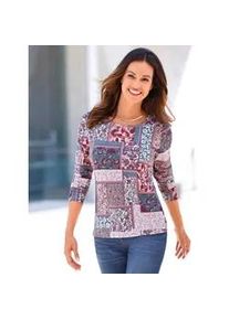 Print-Shirt Inspirationen "Shirt", Damen, Gr. 46, blau (hortensie, taubenblau, bedruckt), 95% Baumwolle, 5% Elasthan, gemustert, mehrfarbig, Rundhals, Shirts