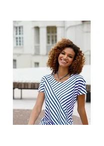 T-Shirt Casual Looks "Shirt", Damen, Gr. 50, blau (royalblau, wei&szlig;, gestreift), 50% Baumwolle, 50% Modal, gemustert, gestreift, mehrfarbig, Rundhals, Shirts T-Shirt