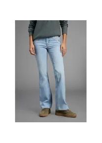 Bootcut-Jeans Arizona "Bund mit seitlichem Gummizugeinsatz", Damen, Gr. 52, N-Gr, blau (bleached), Jeans, Obermaterial: 98% Baumwolle, 2% Elasthan, Basic, bootcut fit lang, Jeans, hohe Leibh&ouml;he, Bootcut, mit Stretch, klassischer 5-Pocket-Style, Topseller