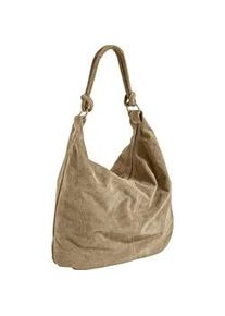 Beuteltasche Heine, Damen, Gr. B/H/T: 39cm x 49cm x 2cm, beige (sand), Leder, unifarben, Taschen Beuteltasche
