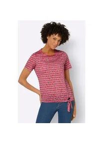 Kurzarmshirt Casual Looks "Shirt", Damen, Gr. 54, rot (erdbeere, bedruckt), 65% Polyester, 35% Viskose, gemustert, gestreift, mehrfarbig, Rundhals, Shirts