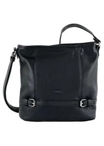 Hobo Tom Tailor "Juna", Damen, Gr. B/H/T: 33cm x 28cm x 12,5cm, schwarz, Polyurethan, colorblocking, gepflegt, kontrastfarbene Details, mehrfarbig, Taschen Hobo, aus soft genarbtem ledrigen Material mit gl&auml;nzenden Metall-Accessoires