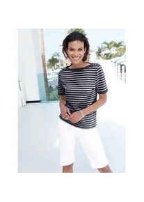 Kurzarmshirt Casual Looks "Shirt", Damen, Gr. 54, blau (marine, wei&szlig;), 50% Baumwolle, 50% Polyester, 100% Baumwolle, gemustert, gestreift, U-Boot-Ausschnitt, Shirts