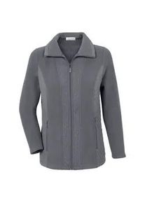 Fleecejacke Casual Looks, Damen, Gr. 44, grau (grau, meliert), 100% Polyester, meliert, unifarben, figurumspielend, Jacken Fleecejacke