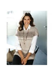 Pullunder Inspirationen "Pullunder", Damen, Gr. 38, beige (elfenbein, sesam, gemustert), 81% Polyacryl, 16% Polyester, 3% metallisierte Fasern, gemustert, mehrfarbig, Pullover Pullunder