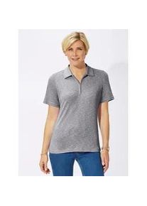 Poloshirt Casual Looks "Shirt", Damen, Gr. 38, grau (grau, meliert), 50% Baumwolle, 45% Polyester, 5% Viskose, meliert, ohne Ausschnitt, Shirts