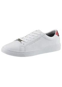 Sneaker Tommy Hilfiger "ESSENTIAL SNEAKER", Damen, Gr. 41, wei&szlig;, Leder, Schuhe Sneaker, Freizeitschuh, Halbschuh, Schn&uuml;rer, Kontrastbesatz an der Ferse