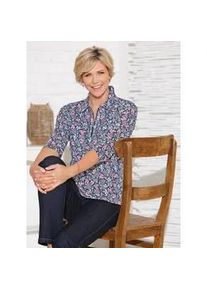 Poloshirt Classic Basics "Shirt", Damen, Gr. 54, bunt (marine, altrosa, bedruckt), 100% Baumwolle, gebl&uuml;mt, gemustert, mehrfarbig, Shirts