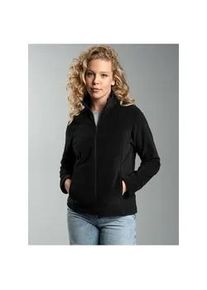 Fleecejacke TRIGEMA "TRIGEMA Taillierte Fleecejacke", Damen, Gr. S, schwarz, Fleece, 100% Polyester, lang, Jacken Fleecejacke