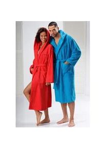 Unisex-Bademantel Kangaroos "Cassidy, f&uuml;r Damen & Herren, Standardl&auml;nge & &Uuml;berl&auml;nge" Gr. S, rot, L:120cm, Walkfrottee, Hausm&auml;ntel, mit Taschen, M&auml;nner und Frauen, Baumwolle, Reise, Hotel, Sauna, S-3XL