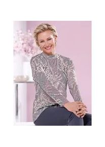 Classic Dog Stehkragenpullover CLASSIC "Pullover", Damen, Gr. 44, lila (mauve, steingrau, bedruckt), 65% Polyester, 35% Viskose, gemustert, mehrfarbig, Pullover Stehkragenpullover