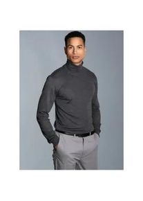 Rollkragenshirt TRIGEMA "TRIGEMA Langarm Ski- und Sport-Rollkragenpullover", Herren, Gr. L, grau (anthrazit, melange), 100% Baumwolle (Bio-Baumwolle kbA), Basic, Shirts