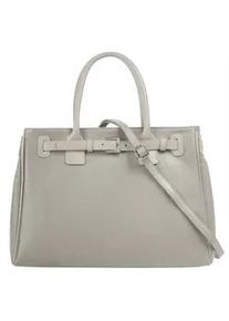 Henkeltasche CLUTY, Damen, Gr. B/H/T: 40cm x 28cm x 10cm onesize, grau, Leder, leicht gl&auml;nzend, unifarben, Taschen, echt Leder, Made in Italy